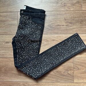 American Retro designer rhinestone-studded jeans